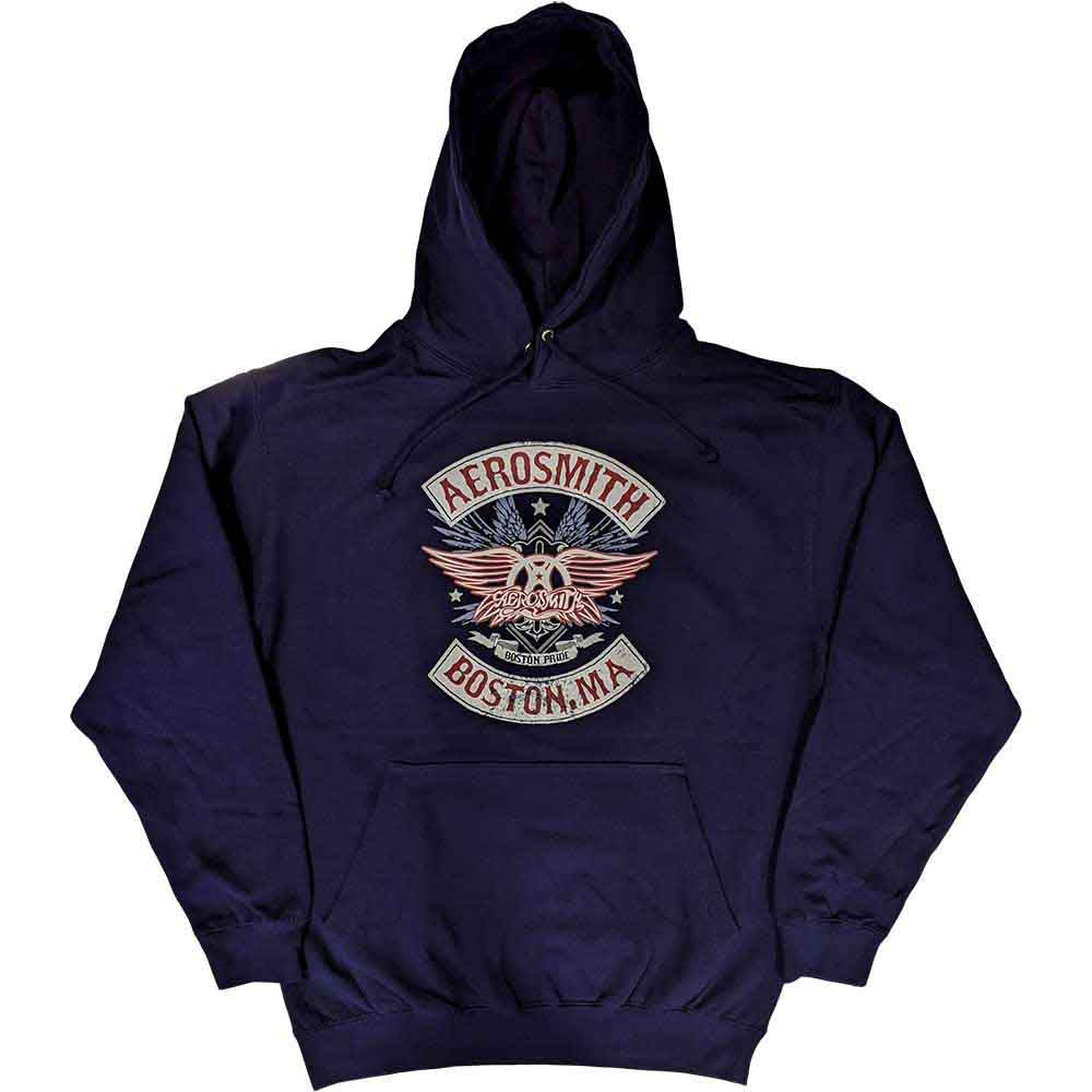 Aerosmith Unisex Pullover Hoodie Boston Pride Blue (S)