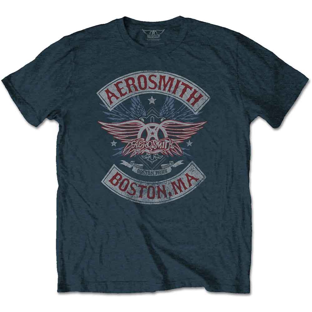 Aerosmith Unisex T-Shirt Boston Pride Denim Blue (S)