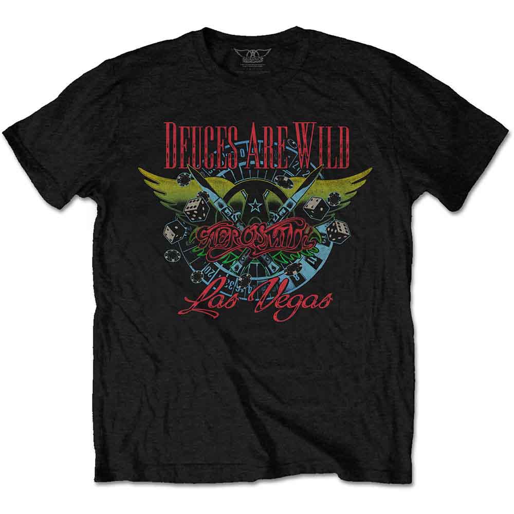 Aerosmith Unisex T-Shirt Deuces Are Wild Vegas Black (M)