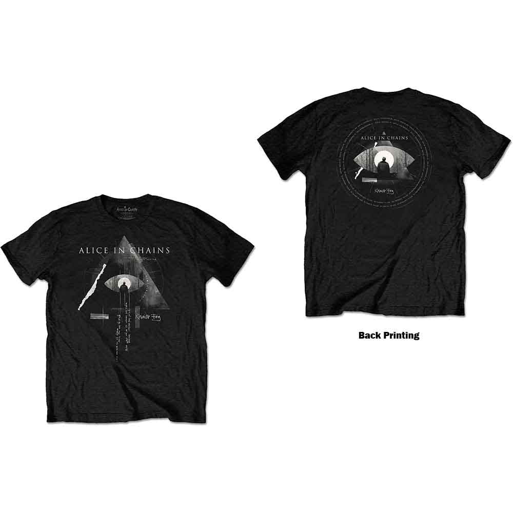 Alice In Chains Unisex T-Shirt Fog Mountain (Back Print) Black (L)