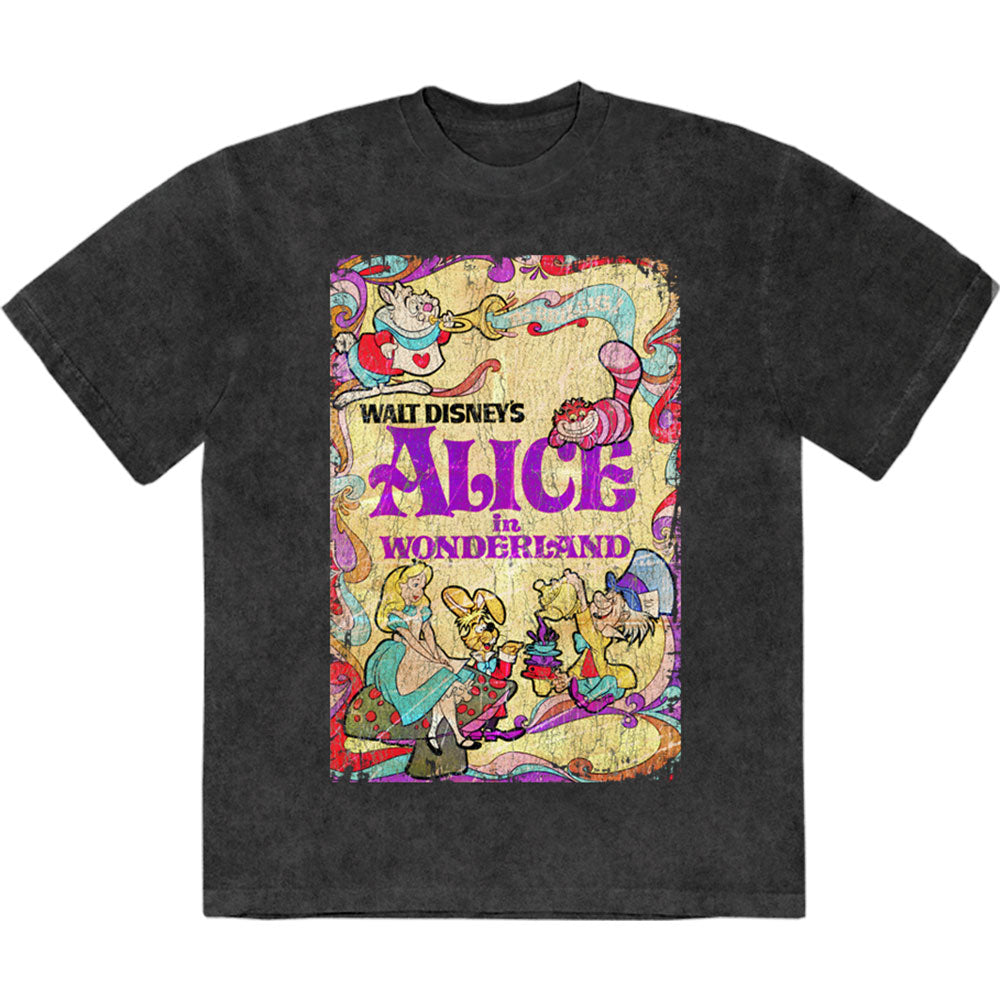 Disney Unisex T-Shirt Alice In Wonderland Psych Poster Black (L)