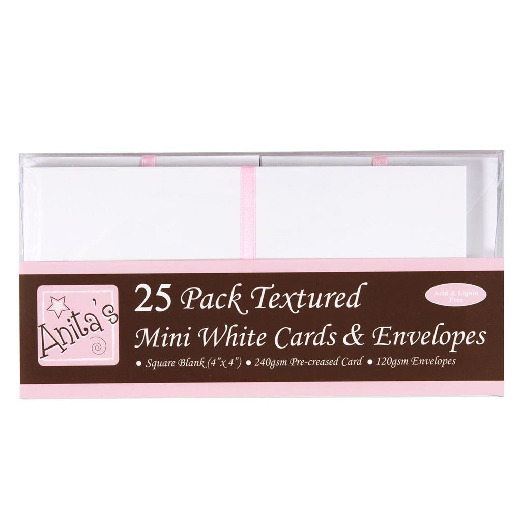 Anita's Cards & Envelopes 4" x 4" Square 240gsm Textured White (25pk)
