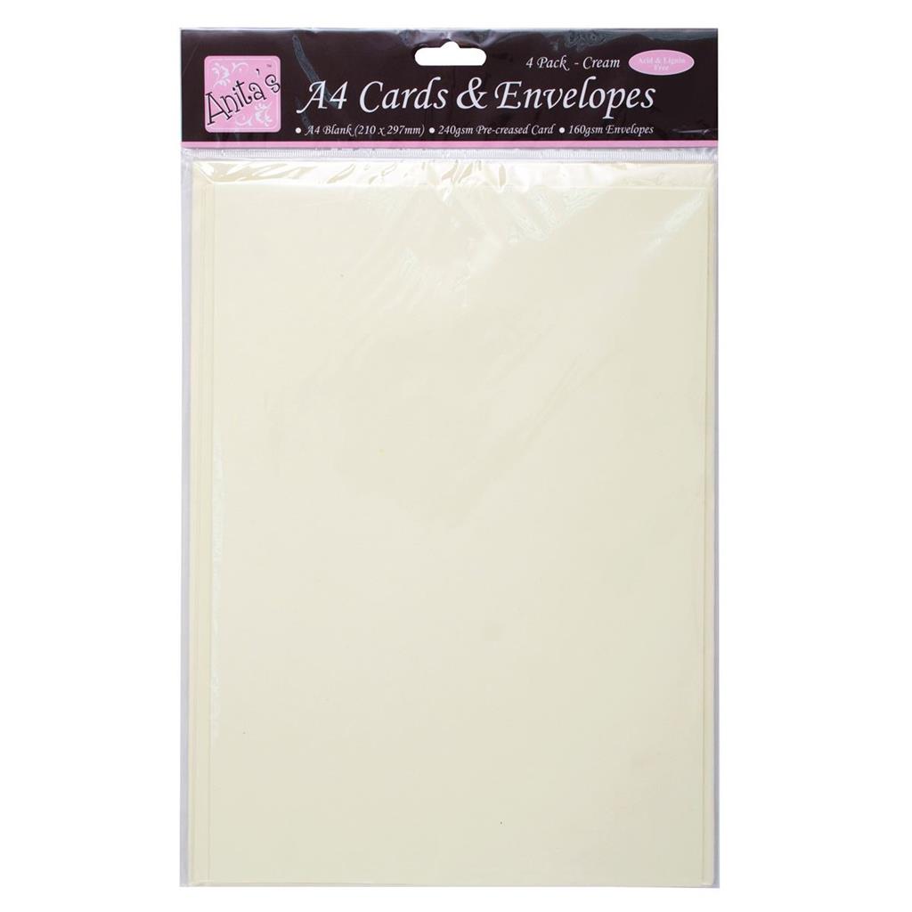 Anita's Cards & Envelopes A4 240gsm Cream (4pk)