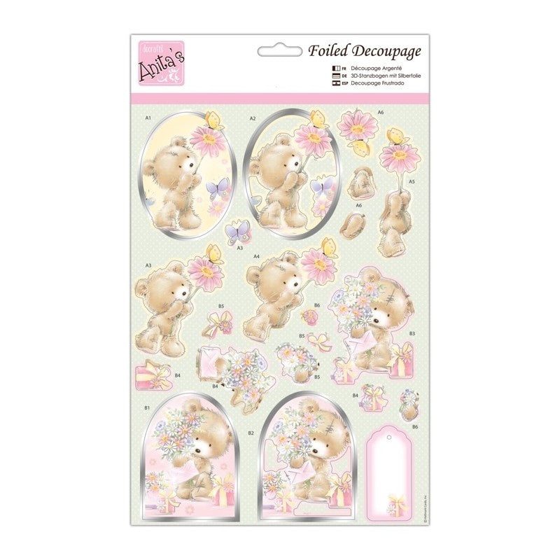 Anita's Foiled Decoupage - Thoughtful Teddy