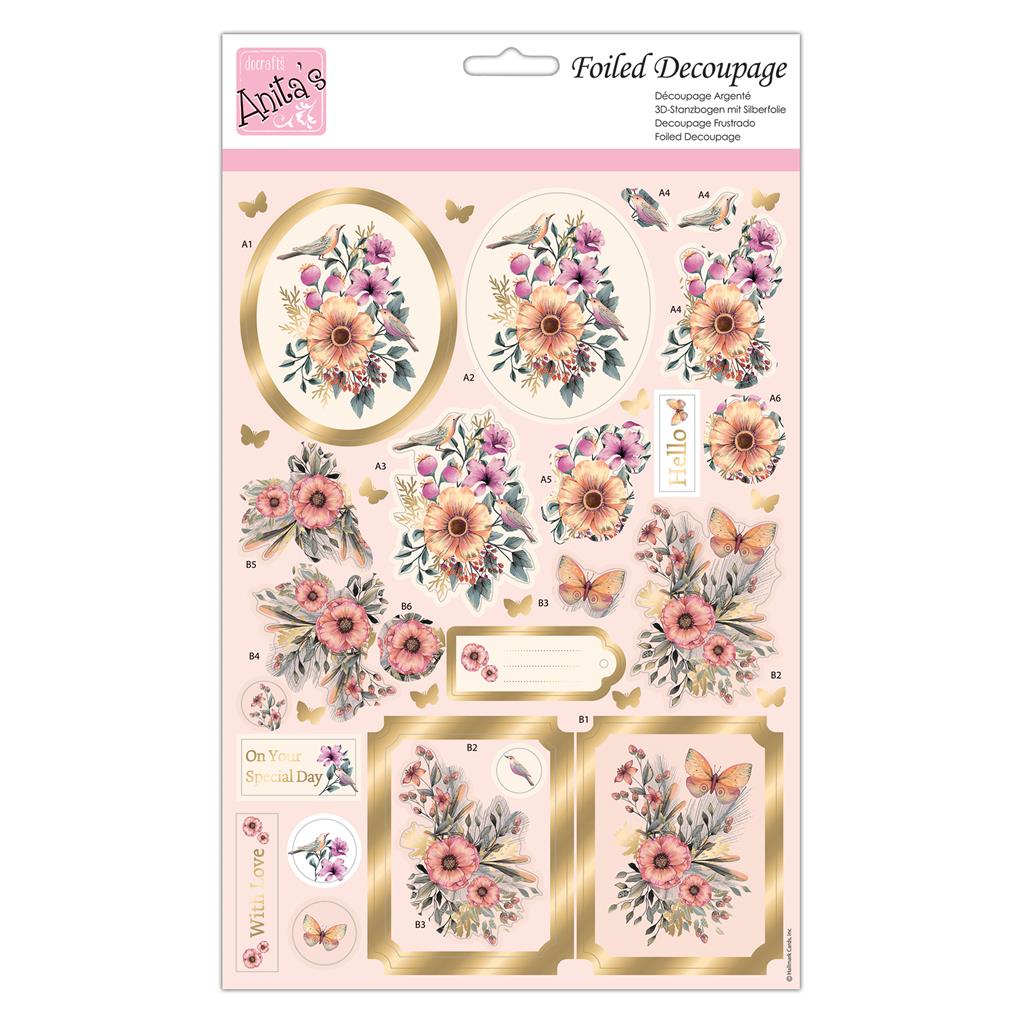 Anita's Foiled Decoupage - Butterflies Birds & Blooms