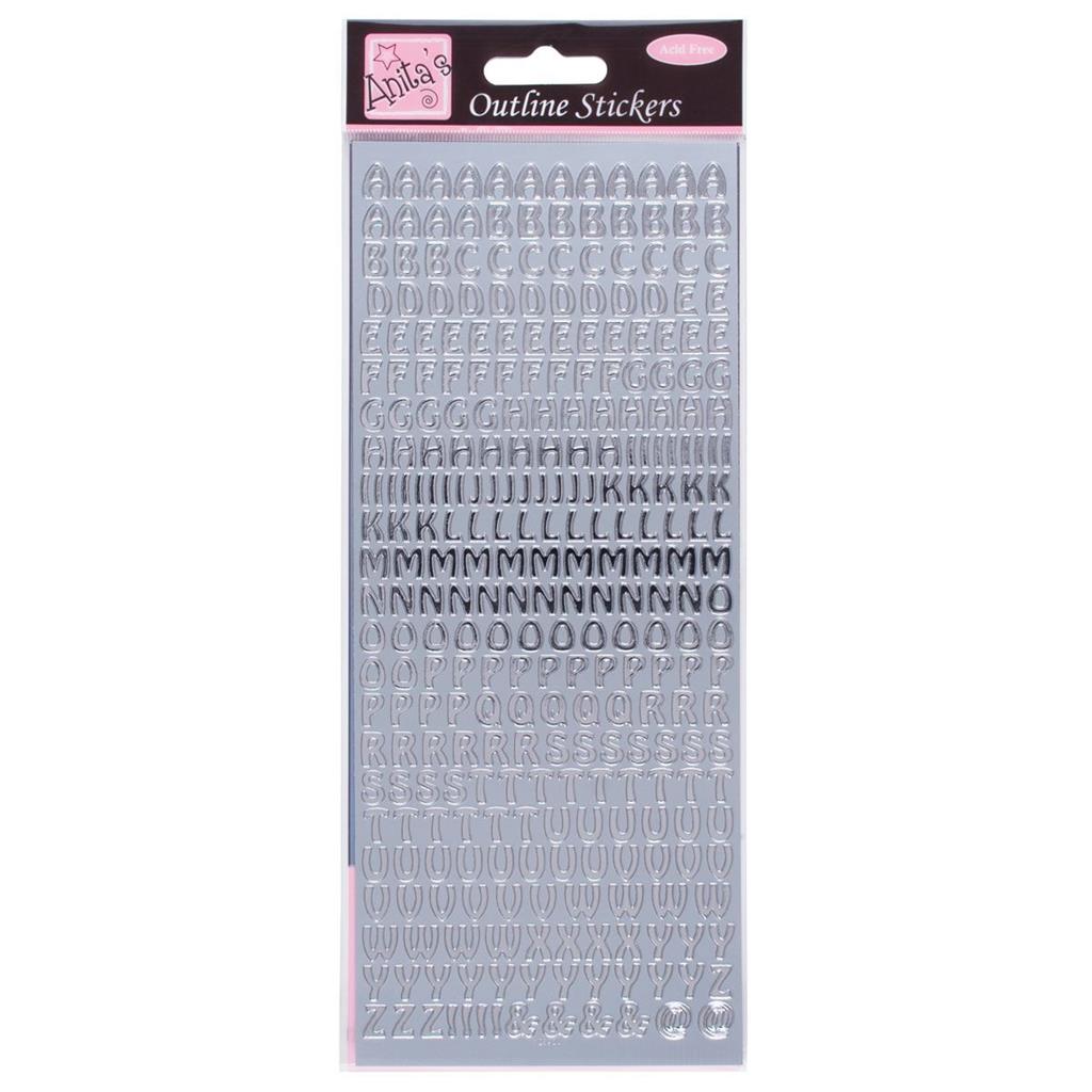 Anita's Outline Stickers - Capital Letters Silver