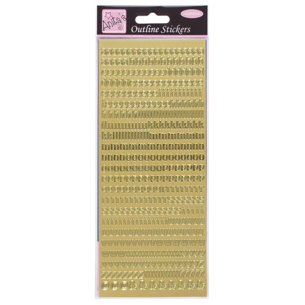 Anita's Outline Stickers - Small Letters Gold
