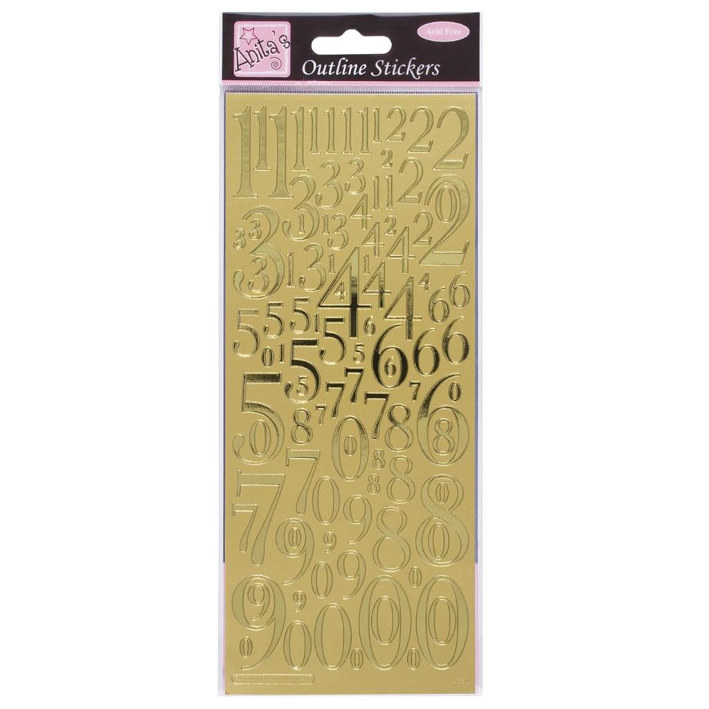Anita's Outline Stickers - Mixed Numbers Gold