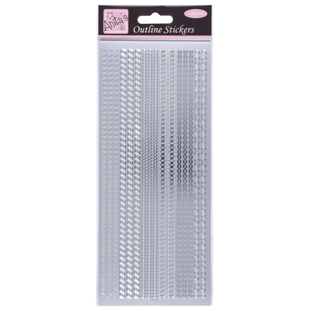Anita's Outline Stickers - Assorted Borders Silver