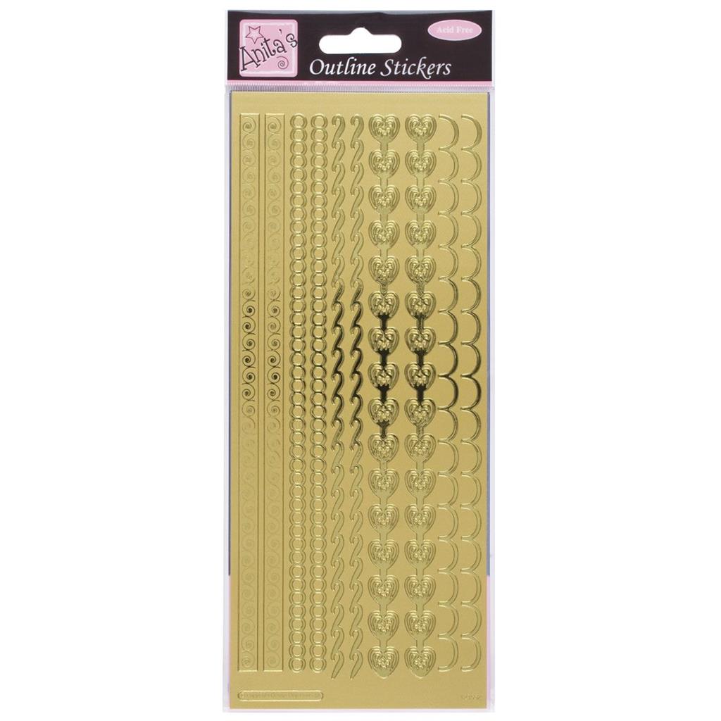 Anita's Outline Stickers - Decorative Borders Gold