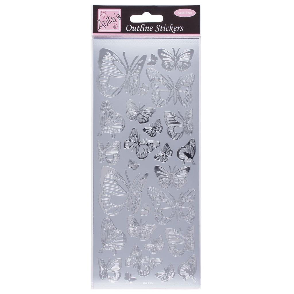 Anita's Outline Stickers - Butterflies Silver