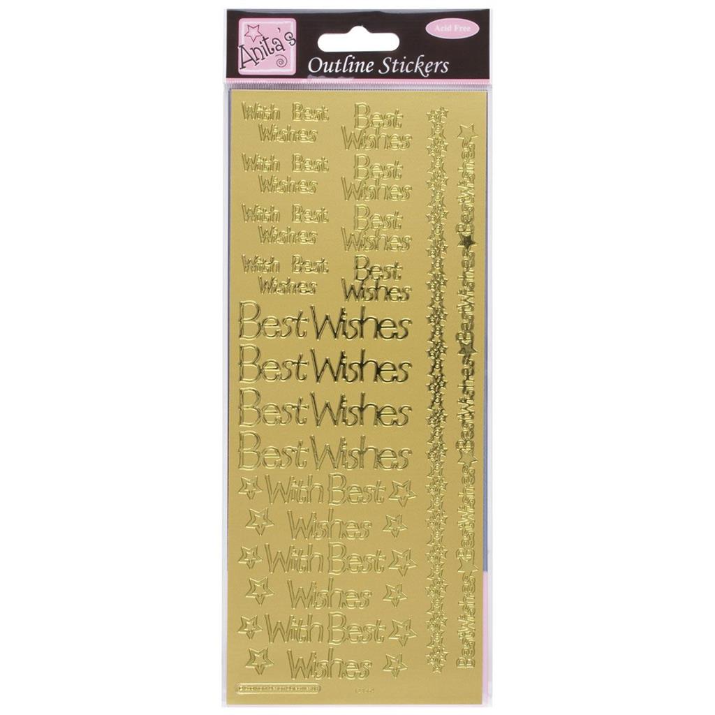 Anita's Outline Stickers - Regular Best Wishes Gold