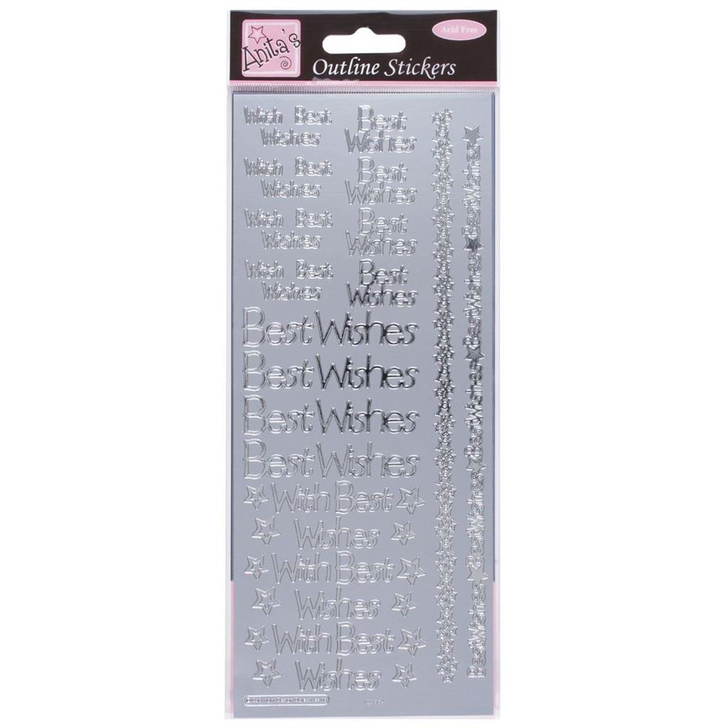 Anita's Outline Stickers - Regular Best Wishes Silver