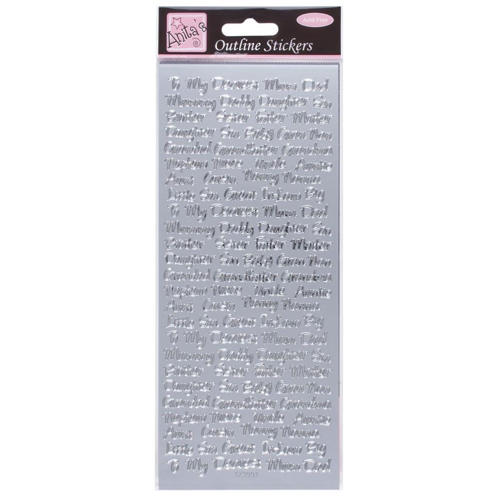 Anita's Outline Stickers - Relative Messages Silver