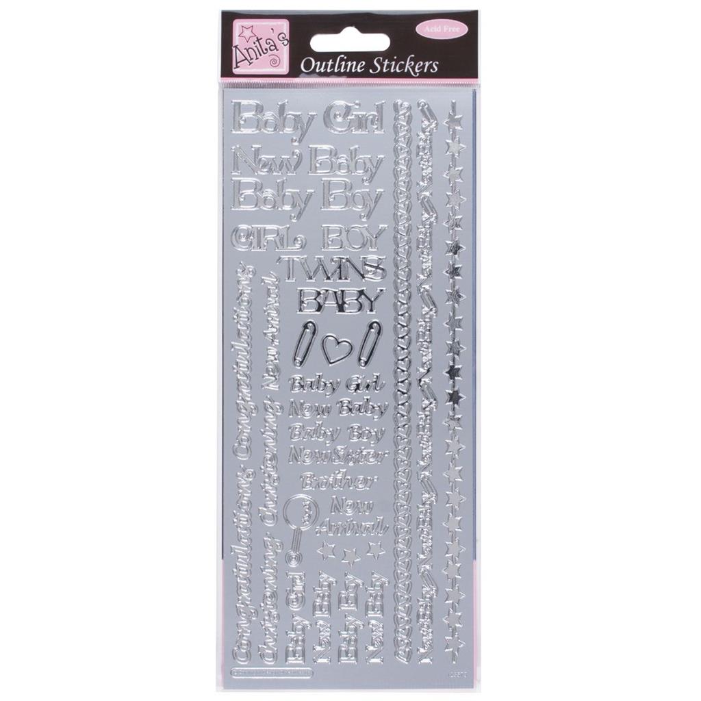 Anita's Outline Stickers - New Baby Silver