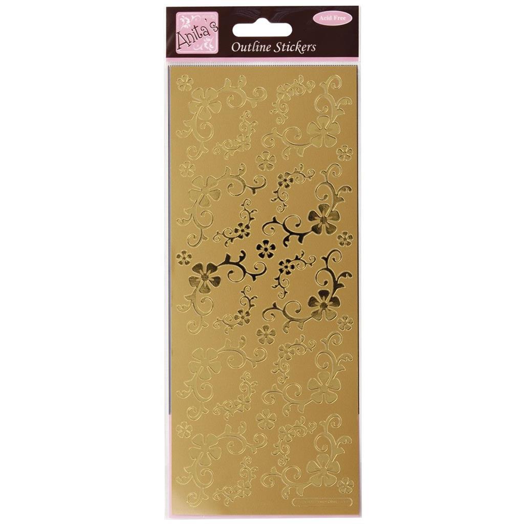 Anita's Outline Stickers - Fanciful Floral Corners Gold