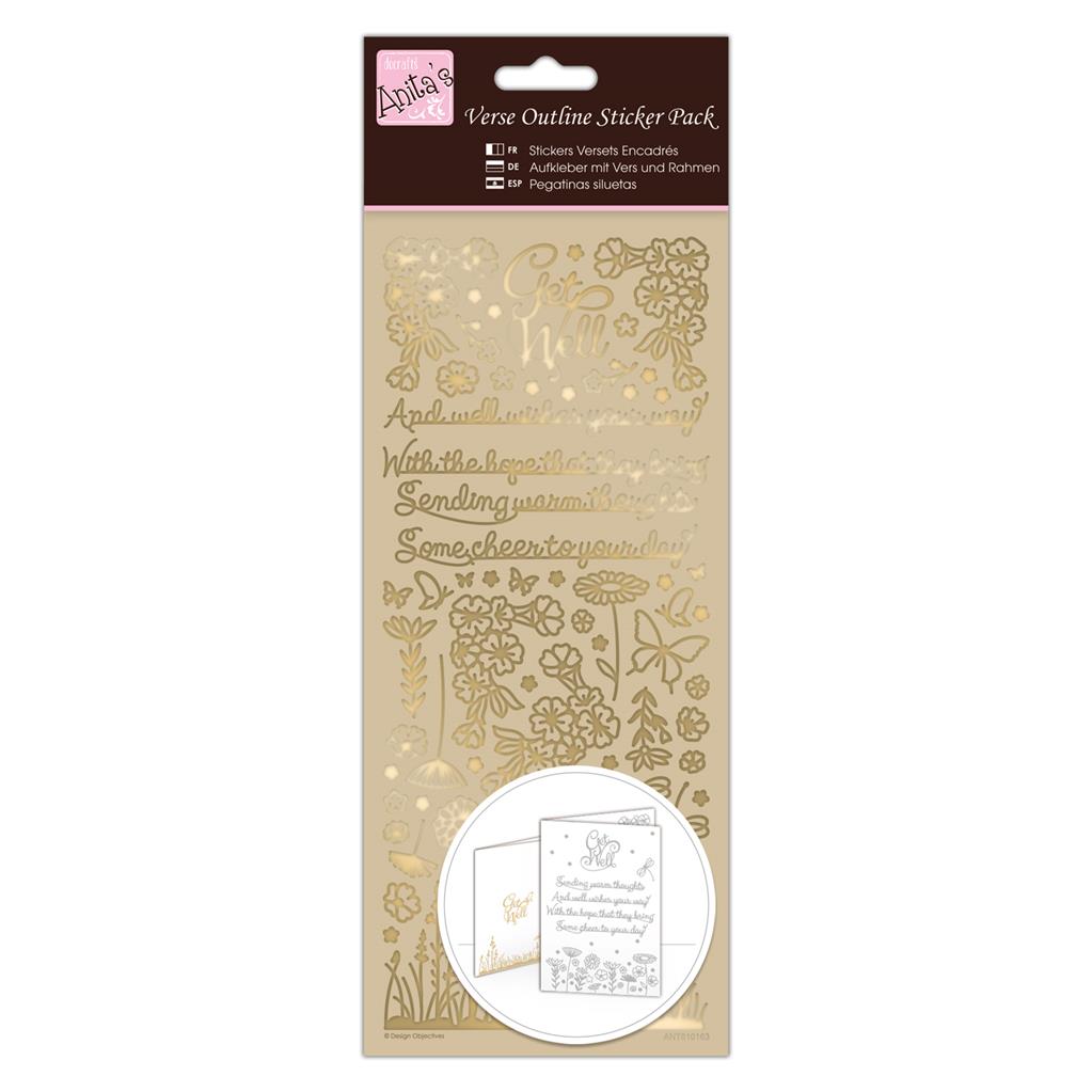 Anita's Outline Stickers - Verses - Get Well Gold