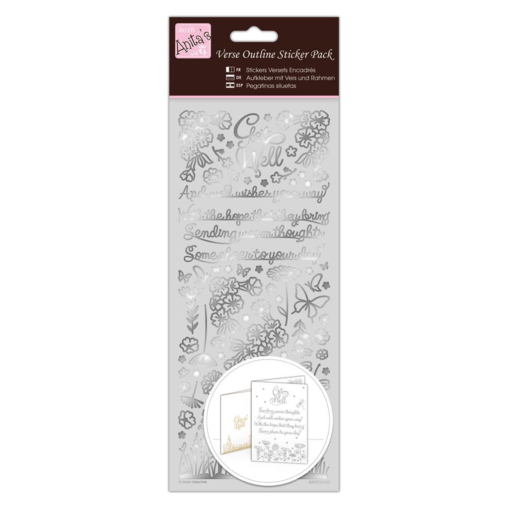 Anita's Outline Stickers - Verses - Get Well Silver