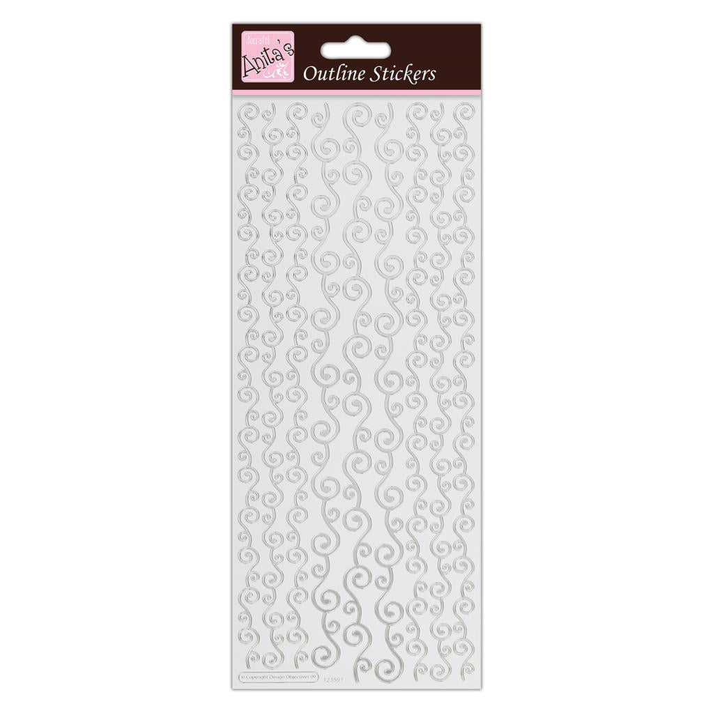 Anita's Outline Stickers - Borders Silver on White