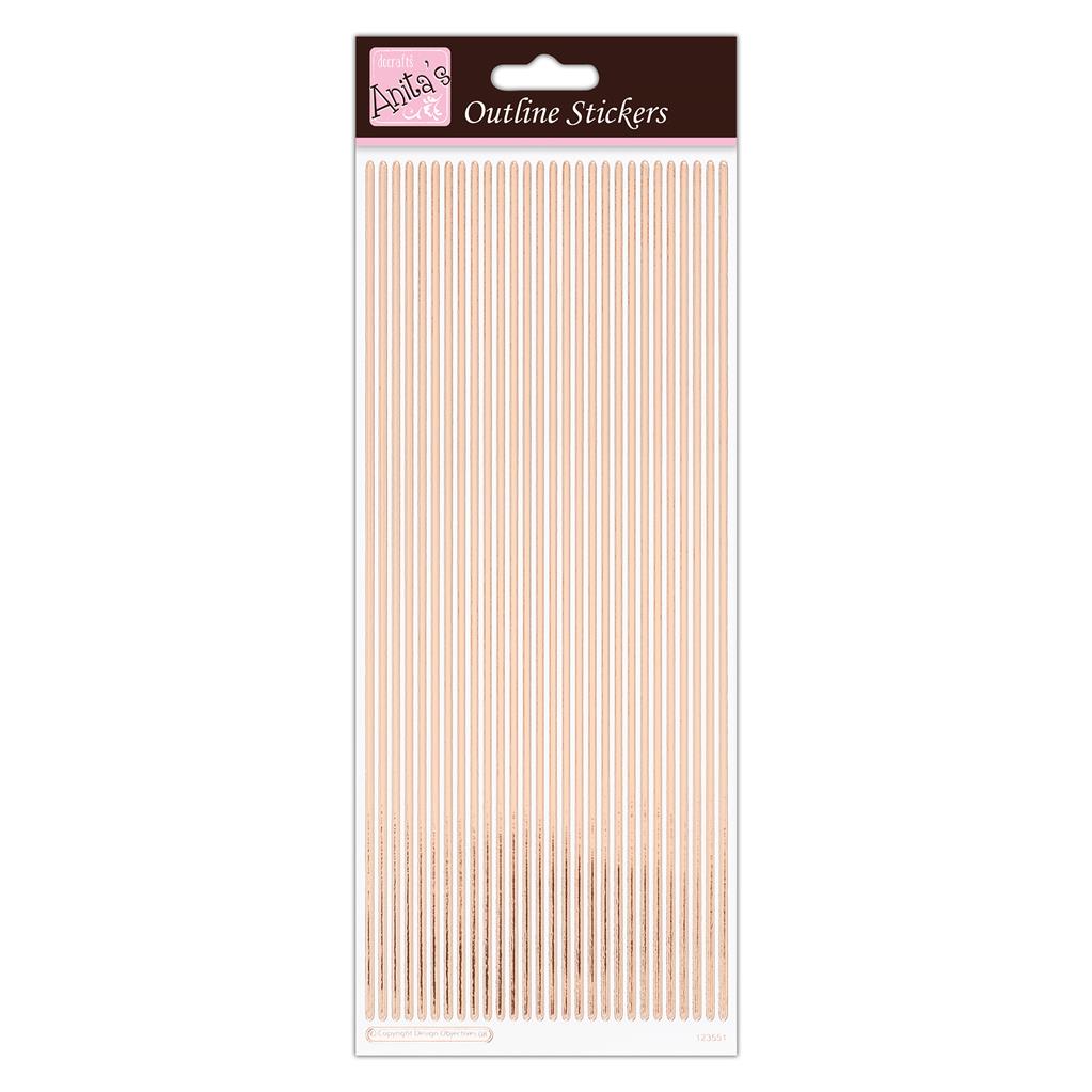 Anita's Outline Stickers - Straight Line Borders Rose Gold on White