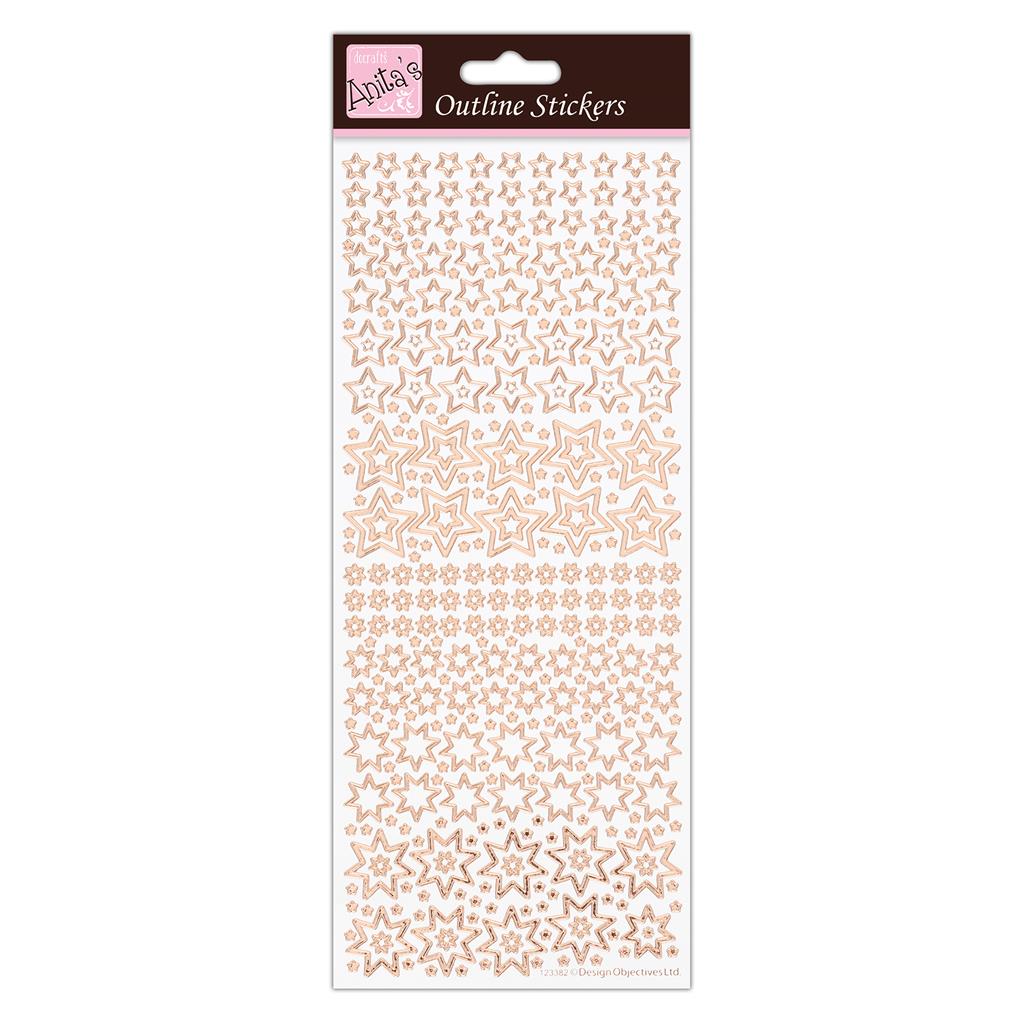Anita's Outline Stickers - Sparkling Stars Rose Gold on White