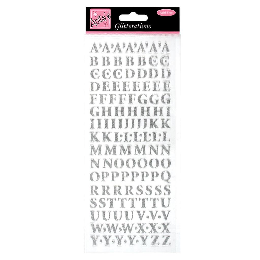 Anita's Glitterations Stickers - Upper Case Alphabet Silver