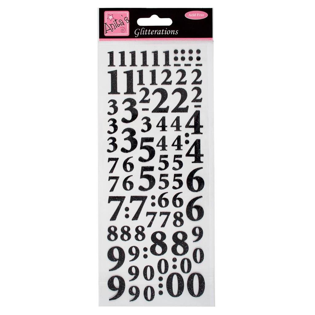 Anita's Glitterations Stickers - Numbers Black