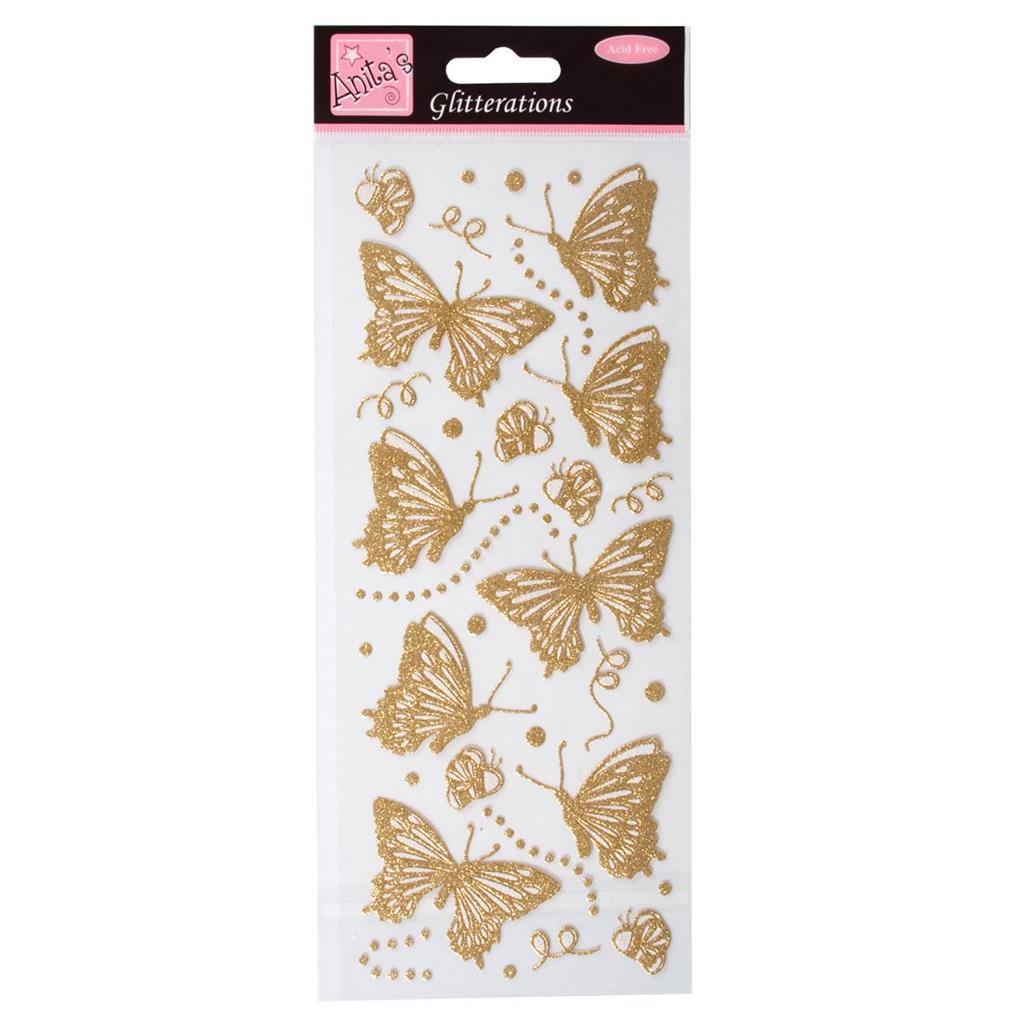 Anita's Glitterations Stickers - Butterflies Gold