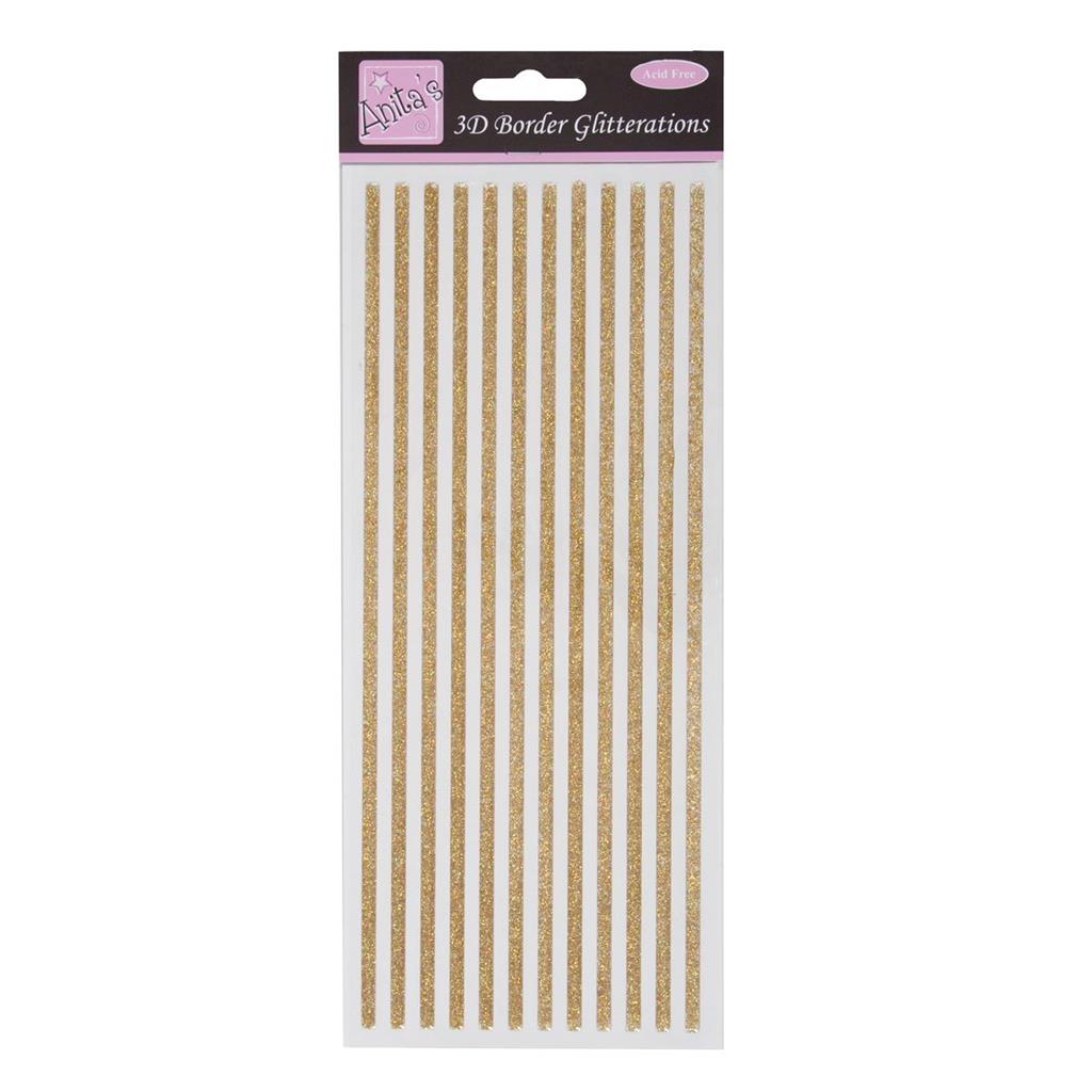 Anita's Glitterations Stickers - 3D Borders Gold