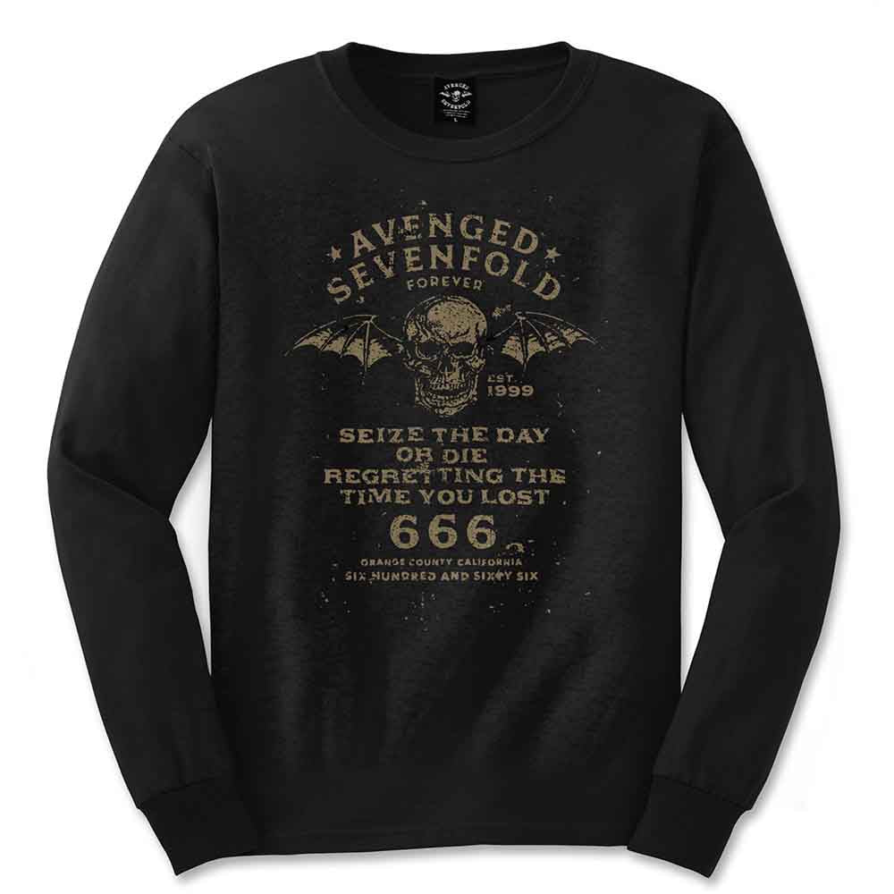 Avenged Sevenfold Men's Long Sleeved T-Shirt Black Seize the Day (L)