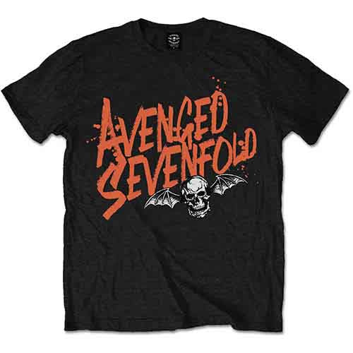 Avenged Sevenfold Men's T-Shirt Black Orange Splatter (S)