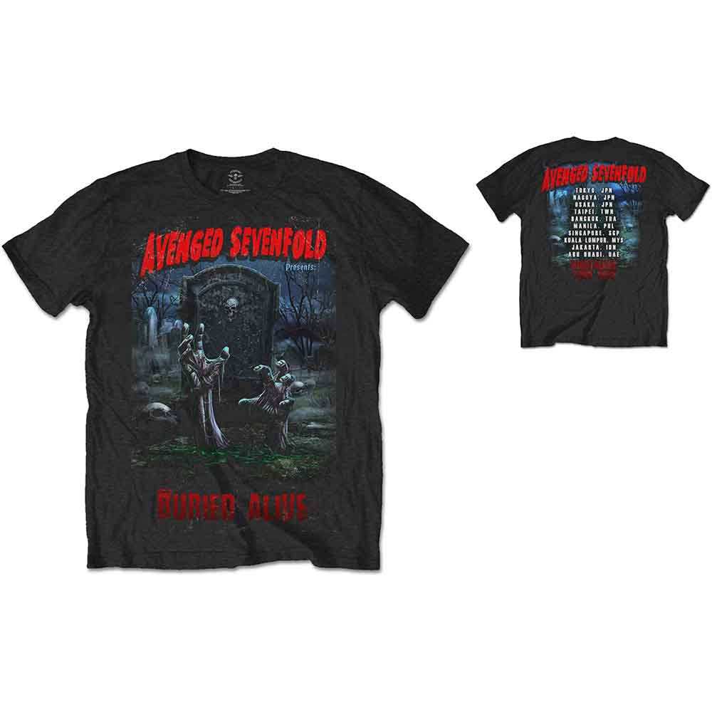 Avenged Sevenfold Men's T-Shirt Black Buried Alive Tour 2012 Back Print (XXL)