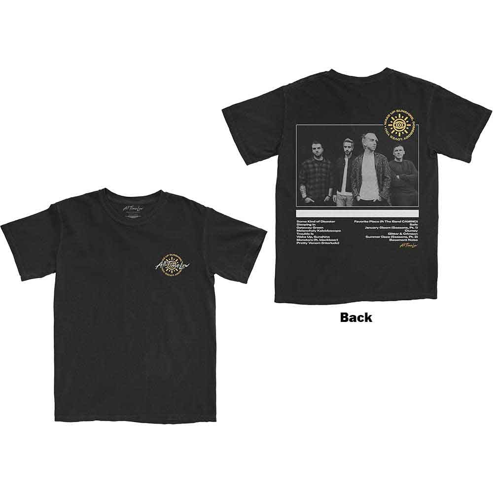 All Time Low Unisex T-Shirt Wake Up Sunshine Track List (Back Print) Black (M)