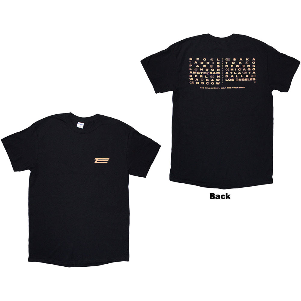 ATEEZ Unisex T-Shirt Fellowship Map The Treasure (Back Print & Ex-Tour) Black (XL)