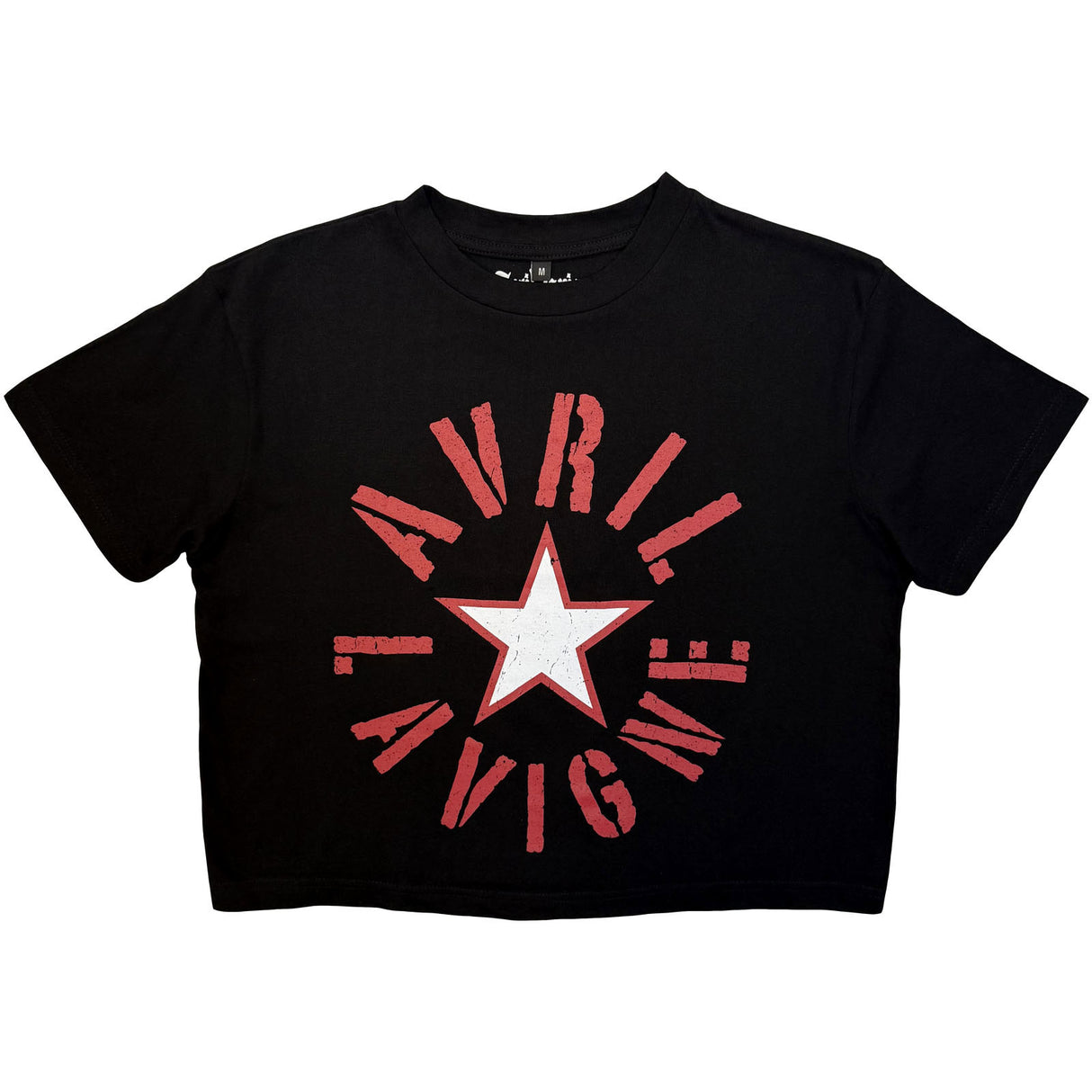 Avril Lavigne Ladies Crop Top Stencil Logo Black (XL)