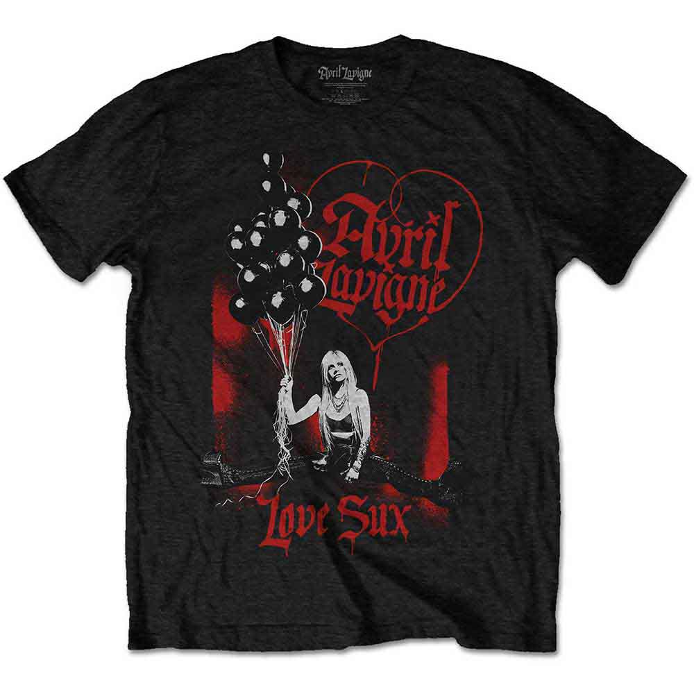 Avril Lavigne Unisex T-Shirt Love Sux Balloons Black (XL)