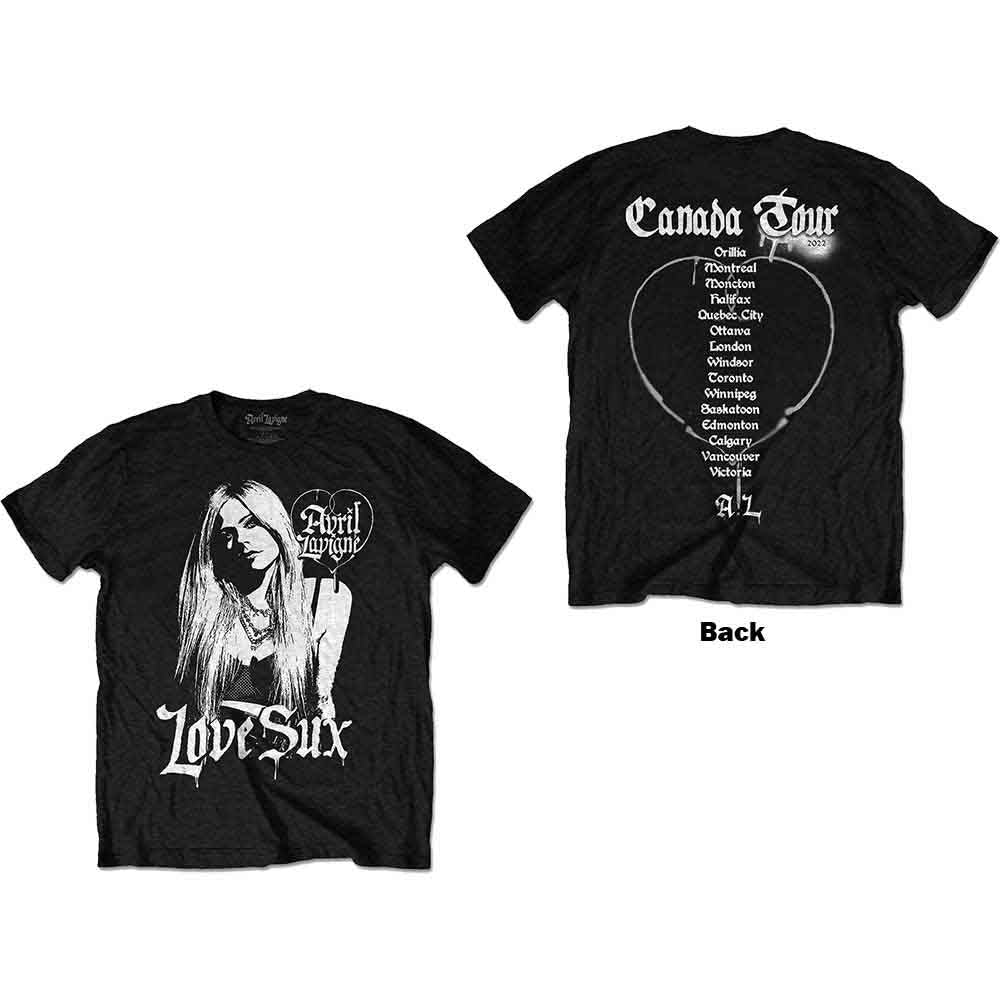 Avril Lavigne Unisex T-Shirt Love Sux (Back Print) Black (XXL)