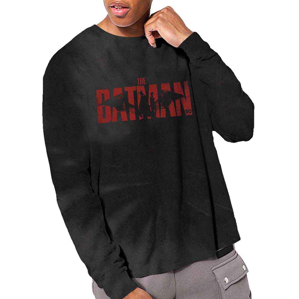 DC Comics Unisex Long Sleeved T-Shirt The Batman Logo (Dip-Dye) Black (XL)
