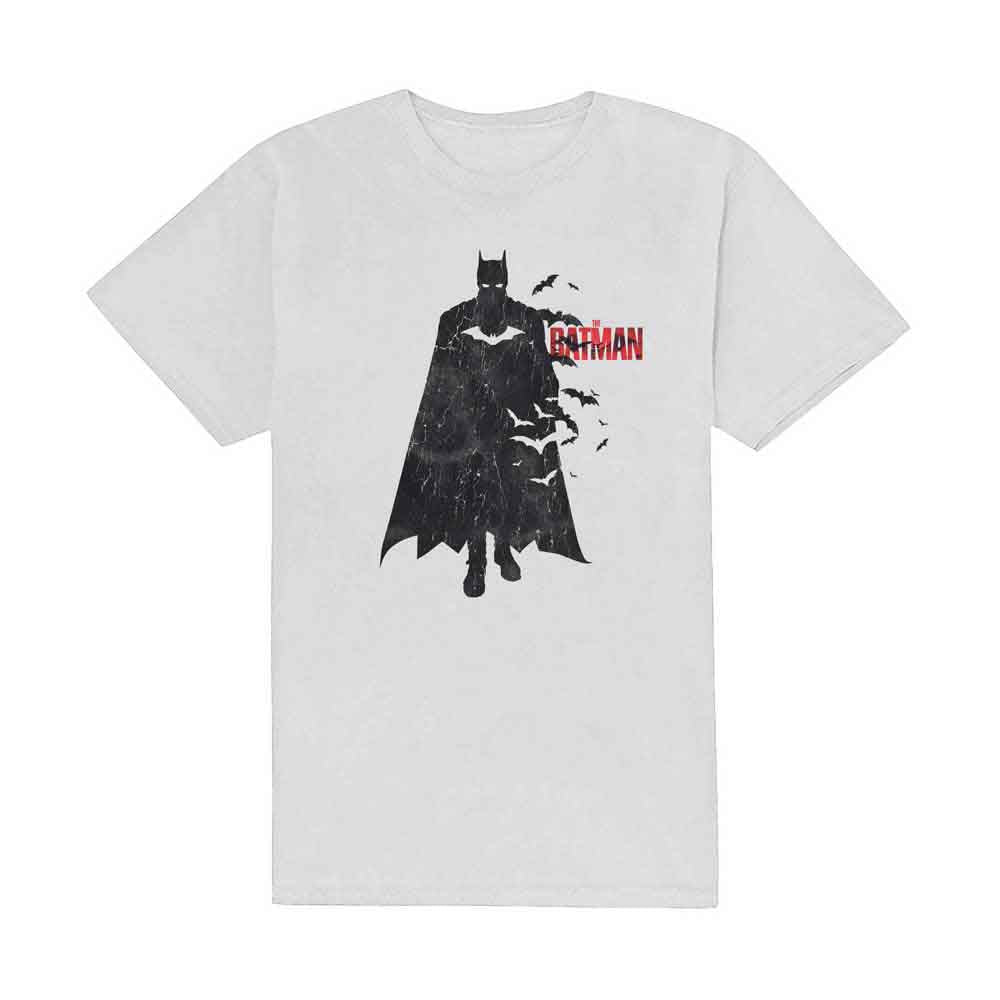 DC Comics Unisex T-Shirt The Batman Distressed Figure White (XXL)