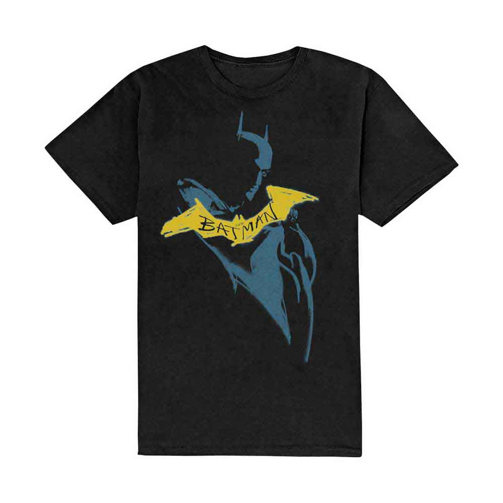 DC Comics Unisex T-Shirt The Batman Yellow Sketch Black (M)