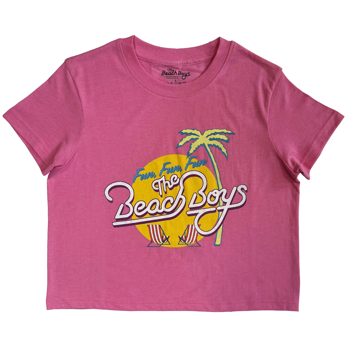 The Beach Boys Ladies Crop Top Fun Fun Fun Pink (S)