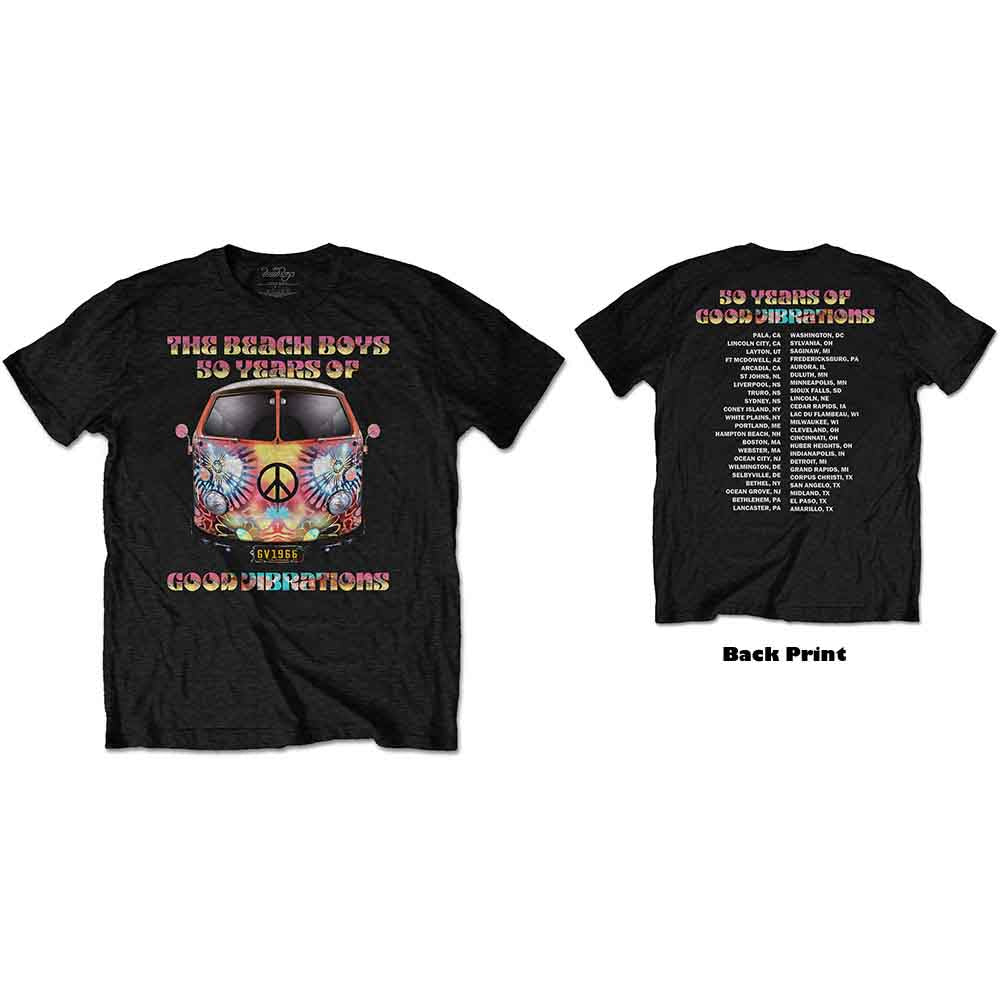 The Beach Boys Unisex T-Shirt Good Vibes Tour (Back Print) Black (L)