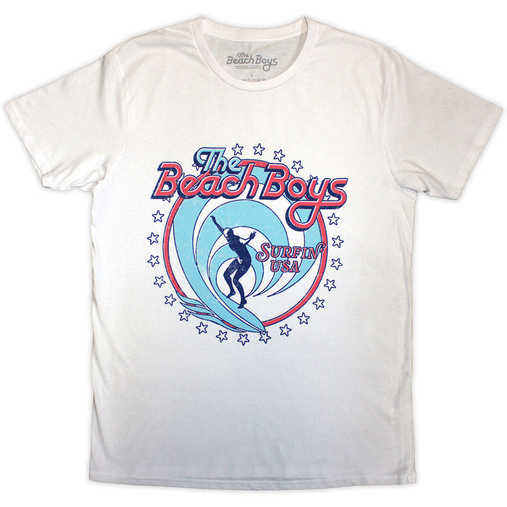The Beach Boys Unisex T-Shirt Surfin USA Circle White (M)