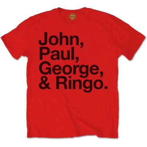 The Beatles Men's T-Shirt John, Paul, George & Ringo Red (L)