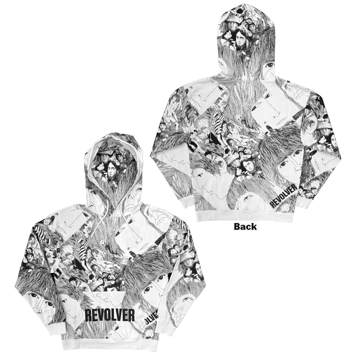 The Beatles Unisex Pullover Hoodie Revolver (All Over Print) White (XXL)