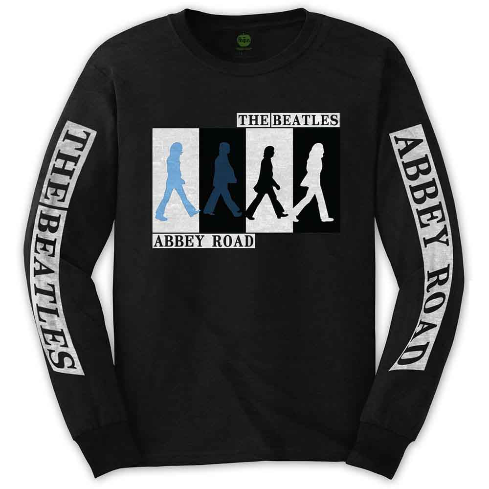 The Beatles Unisex Long Sleeve T-Shirt Abbey Road Colours Crossing (Arm Print) Black (M)