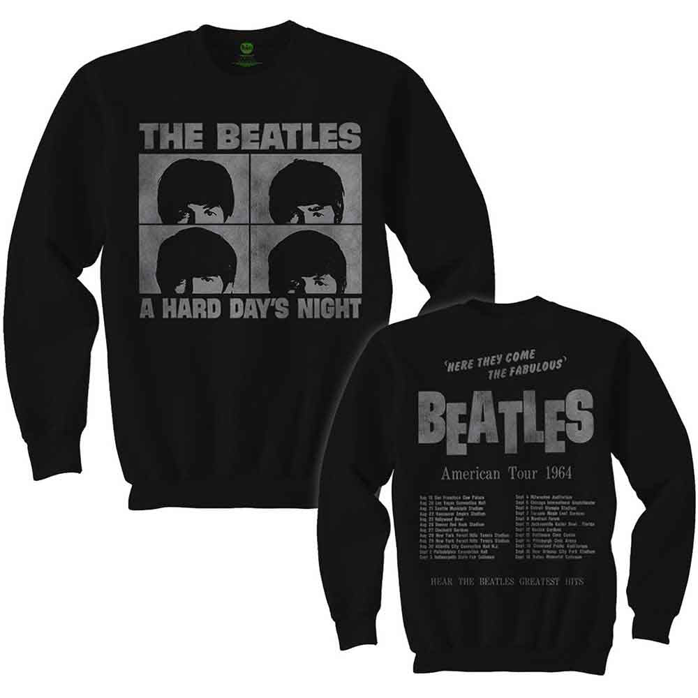 The Beatles Unisex Long Sleeve T-Shirt Hard Days Night (Back Print) Black (L)