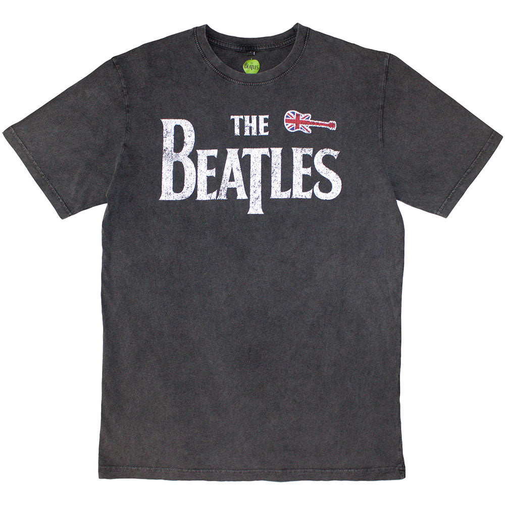 The Beatles Unisex Stone Wash T-Shirt Guitar & Drop T Grey (XL)