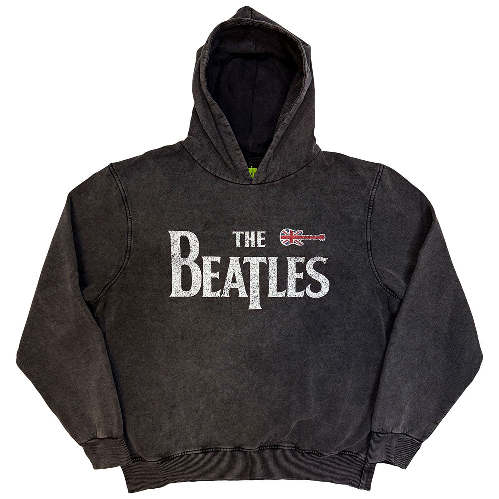 The Beatles Unisex Stone Wash Pullover Hoodie Guitar & Drop T Grey (XXL)