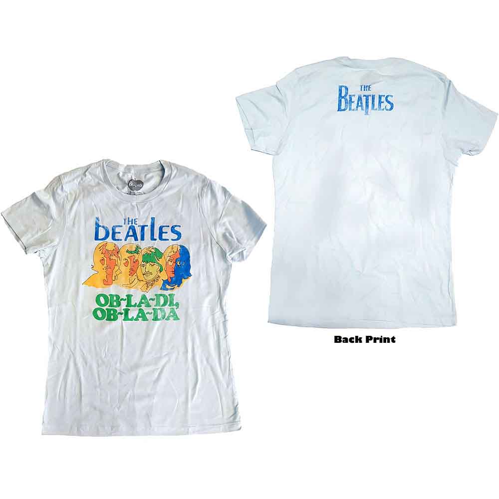 The Beatles Ladies Premium T-Shirt Ob-La-Di (Back Print) Pale Blue (XL)